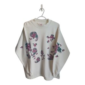 Vintage Lady Footlocker Floral Paisley Lace Collar Crewneck Sweater Grandmacore